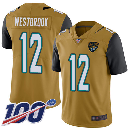 Men Nike Jacksonville Jaguars #12 Dede Westbrook Gold  Stitched NFL Limited Rush 100th Season Jersey->jacksonville jaguars->NFL Jersey